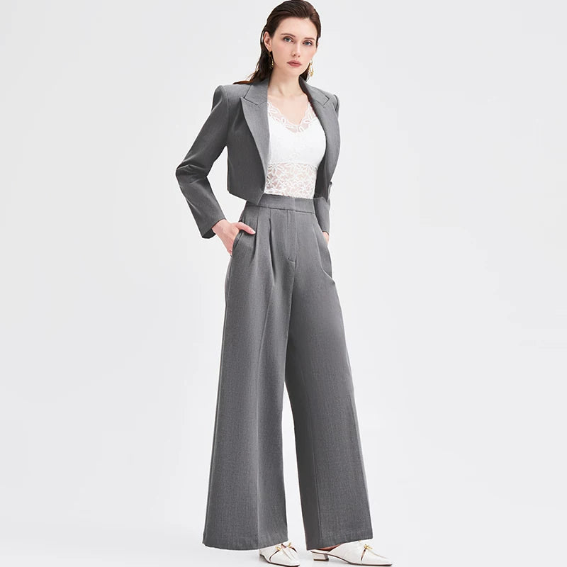 洗練アッシュ クロップドワイドセットアップ