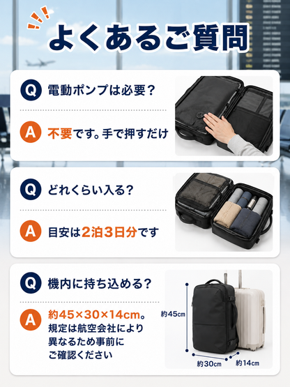 荷物が半分になる 圧縮式トラベルリュック